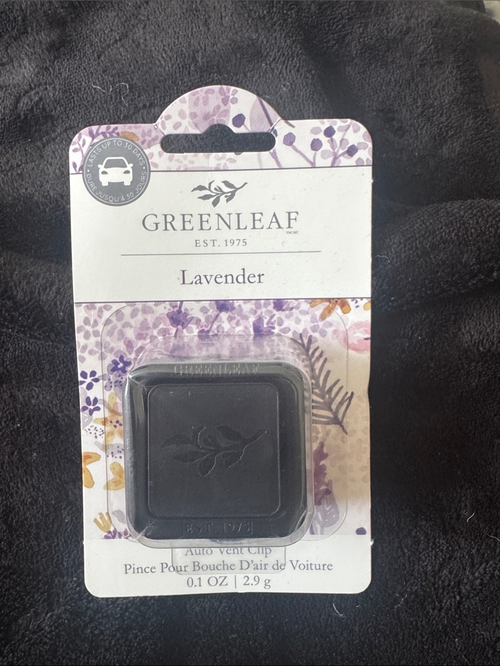 Greenleaf Lavender Car Vent Clip Air Freshener - Black Holder